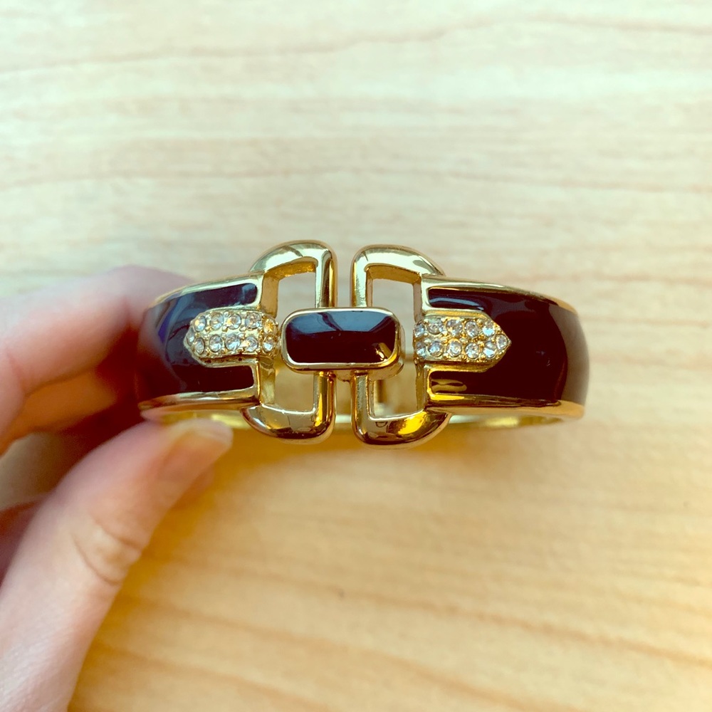 Stella & Dot Black Rhinestone Cuff Bracelet